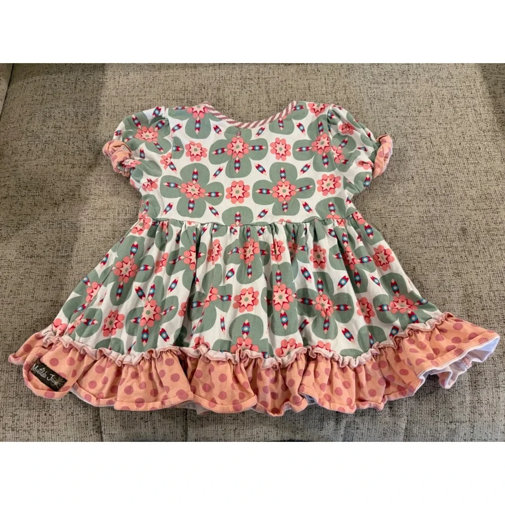Matilda Jane Girls Mixed Print Floral Polka Dot‎ Ruffle Dress Size 2